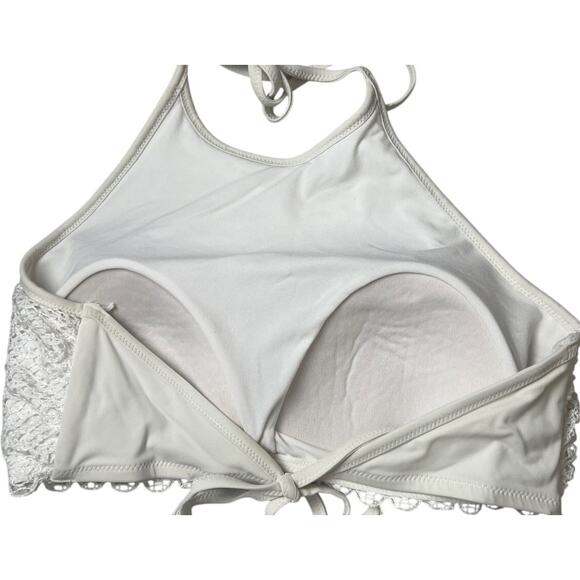 H&M Halterneck White Top Crochet Swim Size 12 - Picture 2 of 5